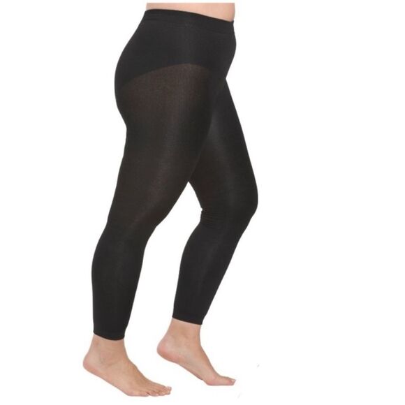 NEW TAHARI | Women’s High Waisted Black Multi Fleece Lined Footless Tights M/L - Picture 1 of 5